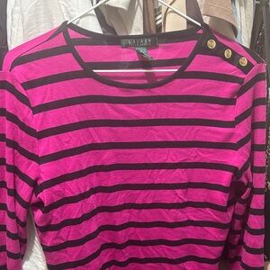 Ralph Lauren Pink and Black Striped Shirt